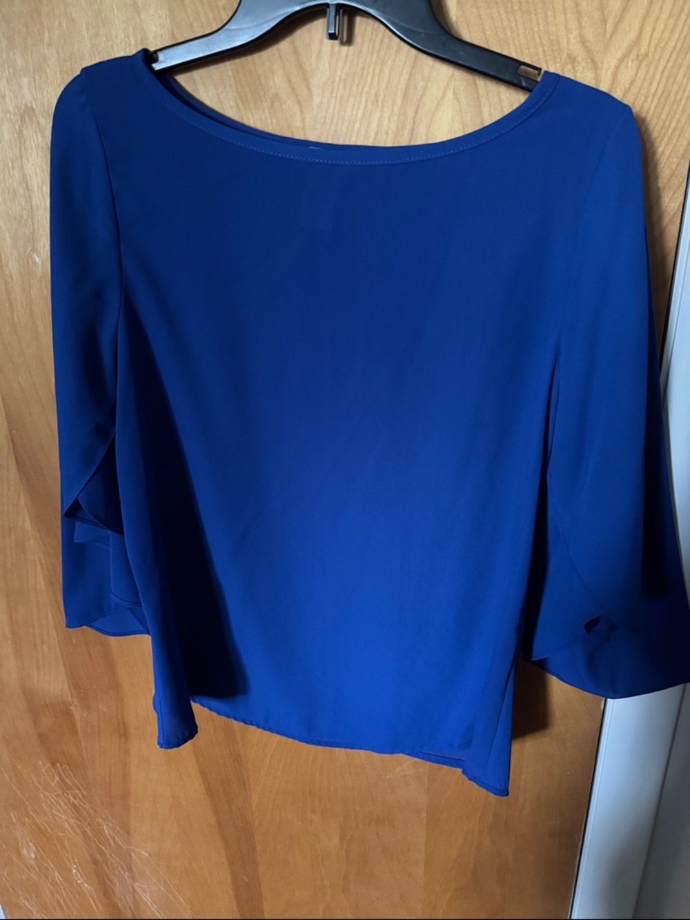 Women's Blue Long-Sleeve Boatneck Top